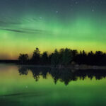 Green-Starry-Night-Sky-And-River-HD-Mobile-Wallpaper